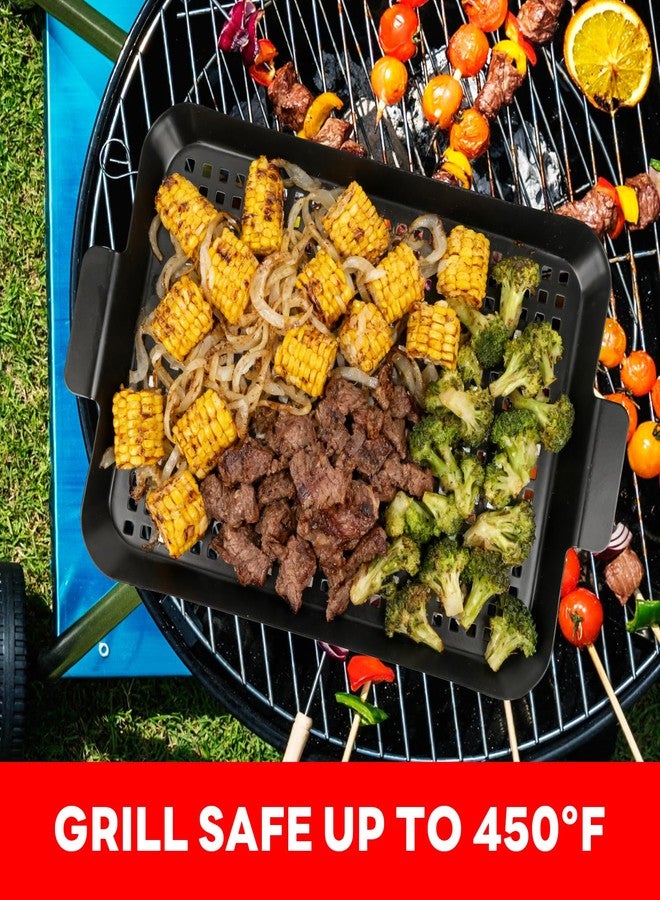 minyuexia Grill Tray Set Of 2 Outdoor Grill Pans Tray Grill Pans with Hole Nonstick Barbecue Grilling Baskets for Outdoor Camping Vegetable Meat (2 grill pan) - Image 3